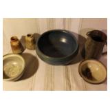 Collection of Handcrafted Studio Pottery Bowls, Pitchers, and Vases