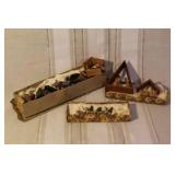 Collection of Vintage Nativity Figurines and Wooden Creches