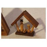 Collection of Vintage Nativity Figurines and Wooden Creches