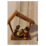 Collection of Vintage Nativity Figurines and Wooden Creches