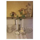 Collection of Vintage Glass and Ceramic Decor with Floral Accents