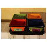 Paella Pan Set with Colored Serving Dishes and Hand Painted Bowls