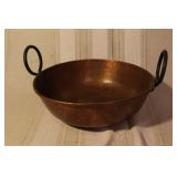 Antique Copper Cookware Set with Handled Bowls, Tray, and Ladle