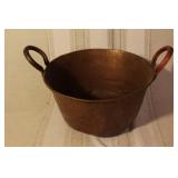 Antique Copper Cookware Set with Handled Bowls, Tray, and Ladle