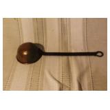 Antique Copper Cookware Set with Handled Bowls, Tray, and Ladle