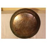 Antique Copper Cookware Set with Handled Bowls, Tray, and Ladle