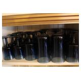 Set of 16 Blue Ombre Glass Goblets and Tumblers