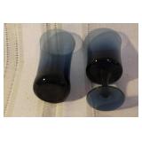Set of 16 Blue Ombre Glass Goblets and Tumblers