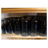 Set of 16 Blue Ombre Glass Goblets and Tumblers