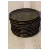 Mid-Century Stoneware Dinnerware Set with Plates, Saucers, and Cups - Swirl Pattern