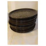 Mid-Century Stoneware Dinnerware Set with Plates, Saucers, and Cups - Swirl Pattern
