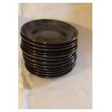 Mid-Century Stoneware Dinnerware Set with Plates, Saucers, and Cups - Swirl Pattern