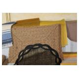 Collection of Vintage Table Linens, Placemats, and Runners with Embroidery and Woven Designs