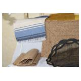 Collection of Vintage Table Linens, Placemats, and Runners with Embroidery and Woven Designs