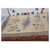Collection of Vintage Table Linens, Placemats, and Runners with Embroidery and Woven Designs