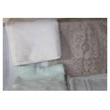 Collection of Vintage Table Linens, Placemats, and Runners with Embroidery and Woven Designs