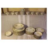 Set of Pope Gosser China Floral Dinnerware with Cups, Plates, and Bowls