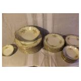 Set of Pope Gosser China Floral Dinnerware with Cups, Plates, and Bowls