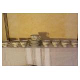 Set of Pope Gosser China Floral Dinnerware with Cups, Plates, and Bowls