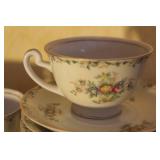 Set of Pope Gosser China Floral Dinnerware with Cups, Plates, and Bowls