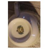 Set of Pope Gosser China Floral Dinnerware with Cups, Plates, and Bowls