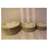 Set of Pope Gosser China Floral Dinnerware with Cups, Plates, and Bowls