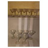 Set of 11 Vintage Frosted Etched Glass Goblets