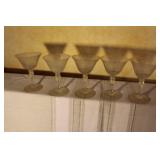 Set of 11 Vintage Frosted Etched Glass Goblets