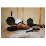 Collection of Assorted Frying Pans and Saucepan with Lids