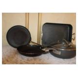 Set of 4 Nonstick Cookware Pieces - 2 Fry Pans, SautÃ© Pan with Lid, and Roasting Pan