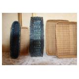 Collection of Wicker Baskets and Vintage Bread Trays