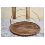 Vintage Glass Condiment Set with Wooden Tray and Carafe