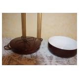 Set of 2 Brown Enamel Cookware Dishes with Lid