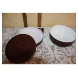 Set of 2 Brown Enamel Cookware Dishes with Lid