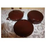 Set of 2 Brown Enamel Cookware Dishes with Lid