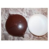Set of 2 Brown Enamel Cookware Dishes with Lid