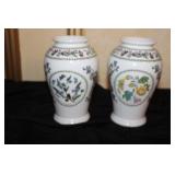 Set of Portmeirion Botanic Garden Porcelain Mugs, Jars, and Assorted Blue Glass Vases