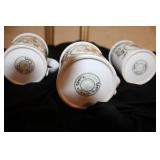 Set of Portmeirion Botanic Garden Porcelain Mugs, Jars, and Assorted Blue Glass Vases