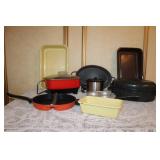 Vintage Kitchen Cookware Collection with Electric Skillet, Crock-Pot, and Bakeware
