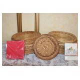 Assorted Picnicware Set with Wicker Plates, Plastic Cups, and Drink Dispensers
