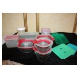 Assorted Food Storage Containers Including Glass and Plastic Sets