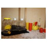 Vintage Sun Tea Jar, Glass Pitchers, Smiley Face Utensil Holder, Tumblers and Kitchenware Set
