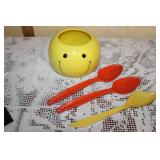 Vintage Sun Tea Jar, Glass Pitchers, Smiley Face Utensil Holder, Tumblers and Kitchenware Set