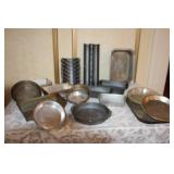 Large Collection of Vintage Metal Baking Pans and Loaf Tins