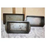 Large Collection of Vintage Metal Baking Pans and Loaf Tins