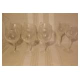 Set of 8 Clear Patterned Wine Glasses