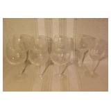 Set of 8 Clear Patterned Wine Glasses