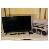 Vizio 32-Inch HDTV with Remote and Vintage Toshiba Boombox