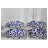 Blue and White Floral Dinnerware Set with Plates and Cups