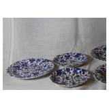 Blue and White Floral Dinnerware Set with Plates and Cups